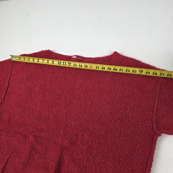 Free People Sweater Womens Small Red Boucle Knit Boat Neck Oversized Pullover - Picture 6 of 16